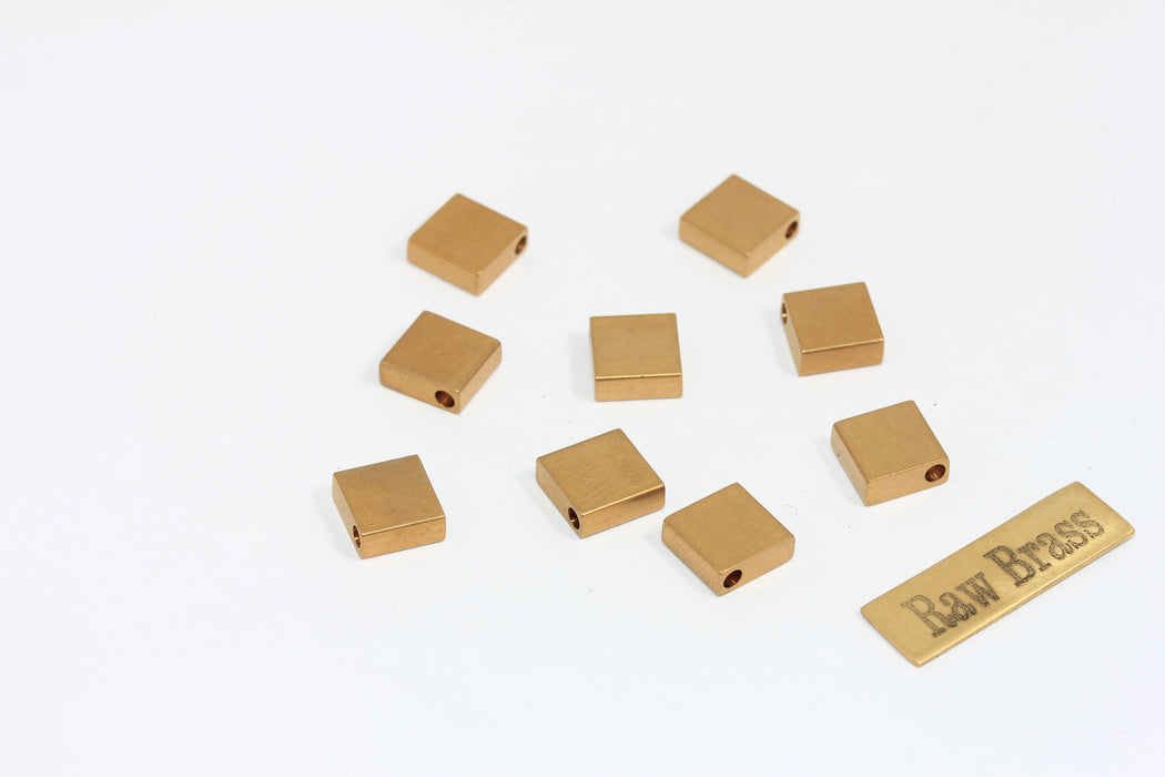 8mm Raw Brass Square Pendant, Nameplate Bar, Square ,  KA17
