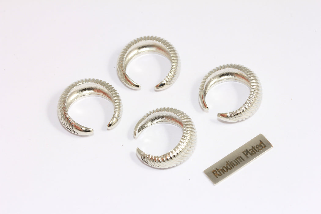18mm Rhodium Plated Shell Rings, Adjustable Ring Settings, Silver String Ring, Stacking Rings, Textured Rings, XP45