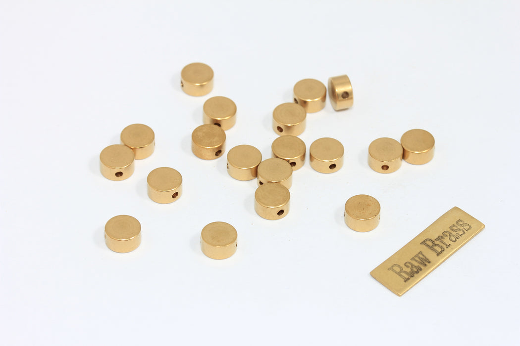 20 Adet 7mm Ham Pirinç Yuvarlak Disk, Ham Pirinç Yuvarlak Boncuklar, KA43