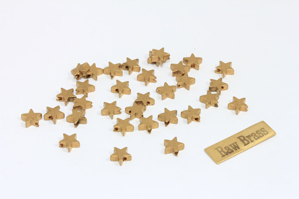 Perline a stella in ottone grezzo da 7 mm, stella con foro centrale, mini stella, KA16