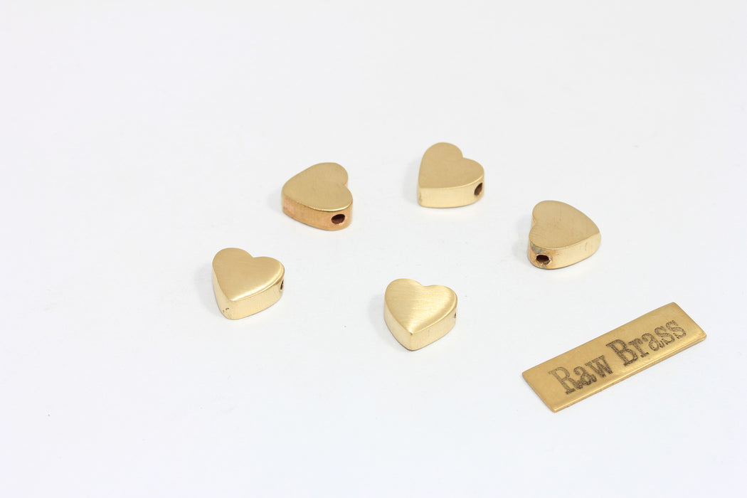 10 mm Ham Pirinç Kalp Takıları, Kalp Kolye, Zarif, MTE723