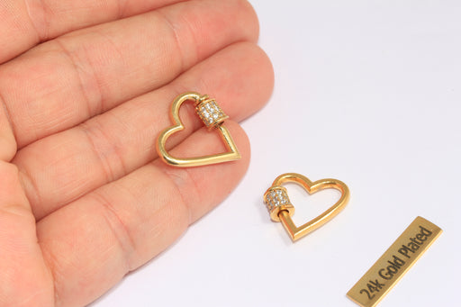 Shiny Gold Heart Screw Clasp