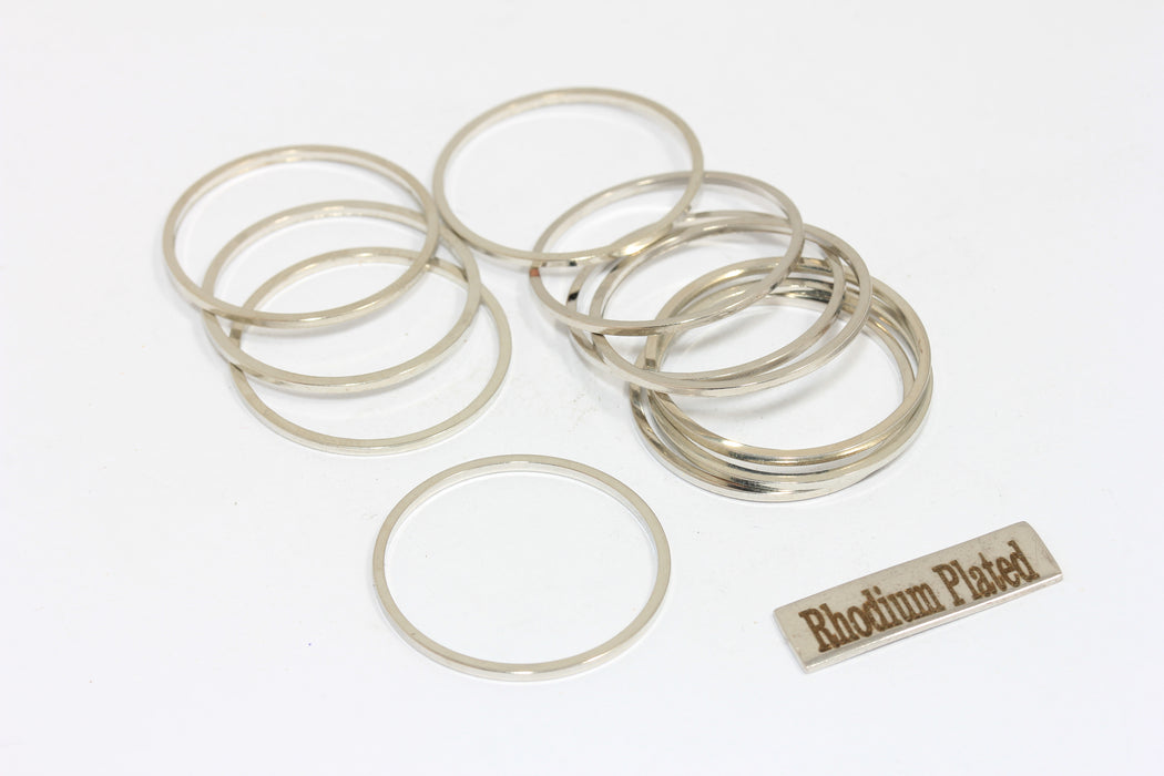 Anello chiuso in rodio da 25 mm, connettori, tondi, ottone AC49
