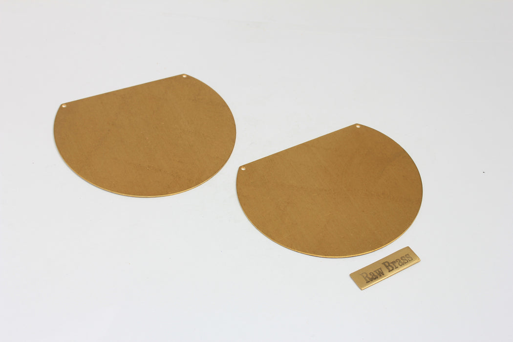 57x68mm Raw Brass Semicircle, Large Stamping Blank, Chevron AC38