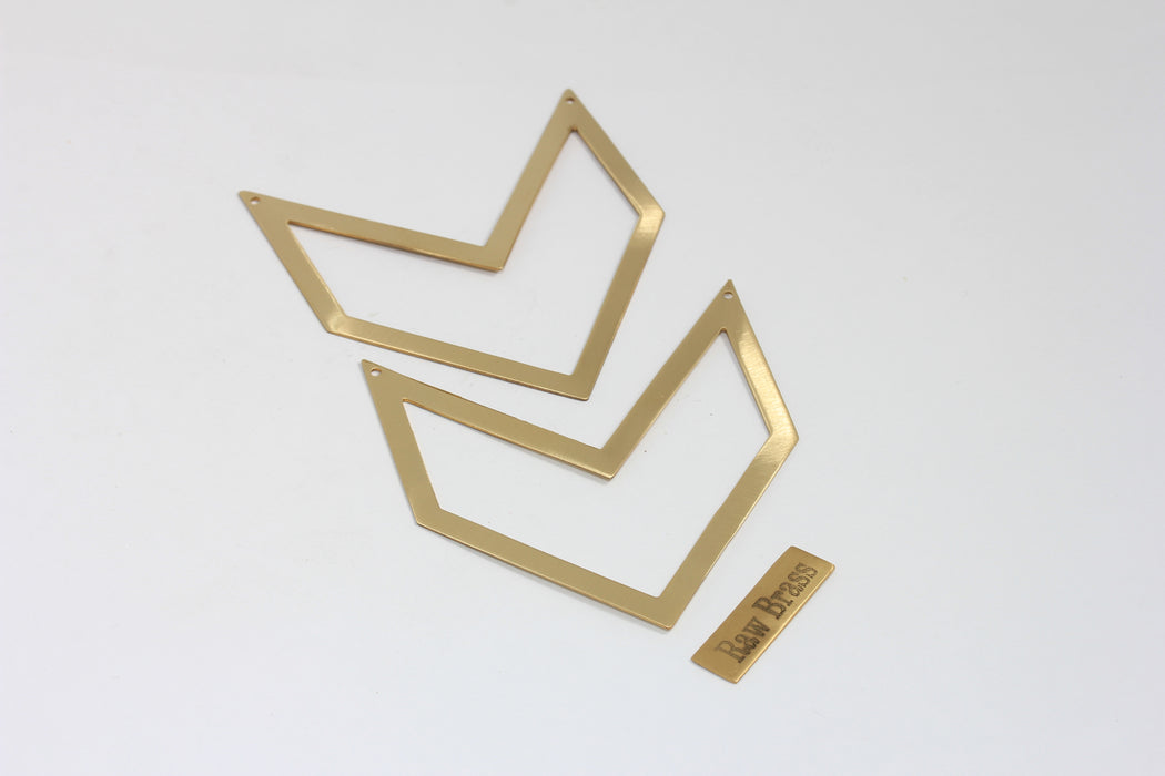 Ham Pirinç Chevron Kolye, Damgalama Boş, 57x63mm AC17