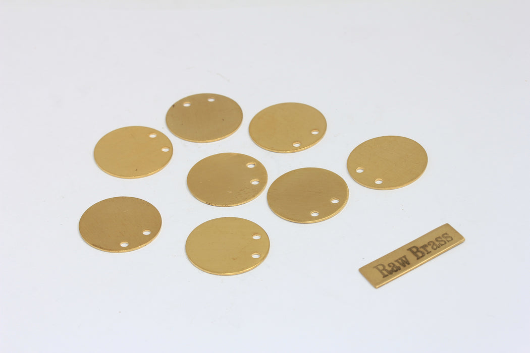 20mm Raw Brass Stamping Discs, Stamping Blanks, Two Hole AC42