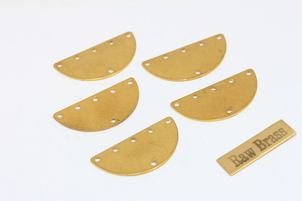 Raw Brass Half Moon, Holes Semi Circle, Moon Pendany, AC1