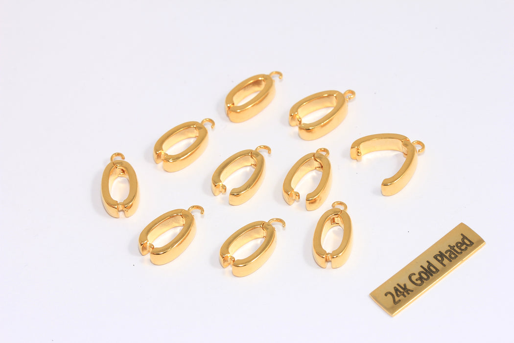 7x13mm 24 Parlak Altın Kıstırma Halkası, Oval Kolye Ucu Halkası, Kıstırma Halkaları, Açılır Kolye Bağlantı Parçası, Kolye Tutucu, XP58