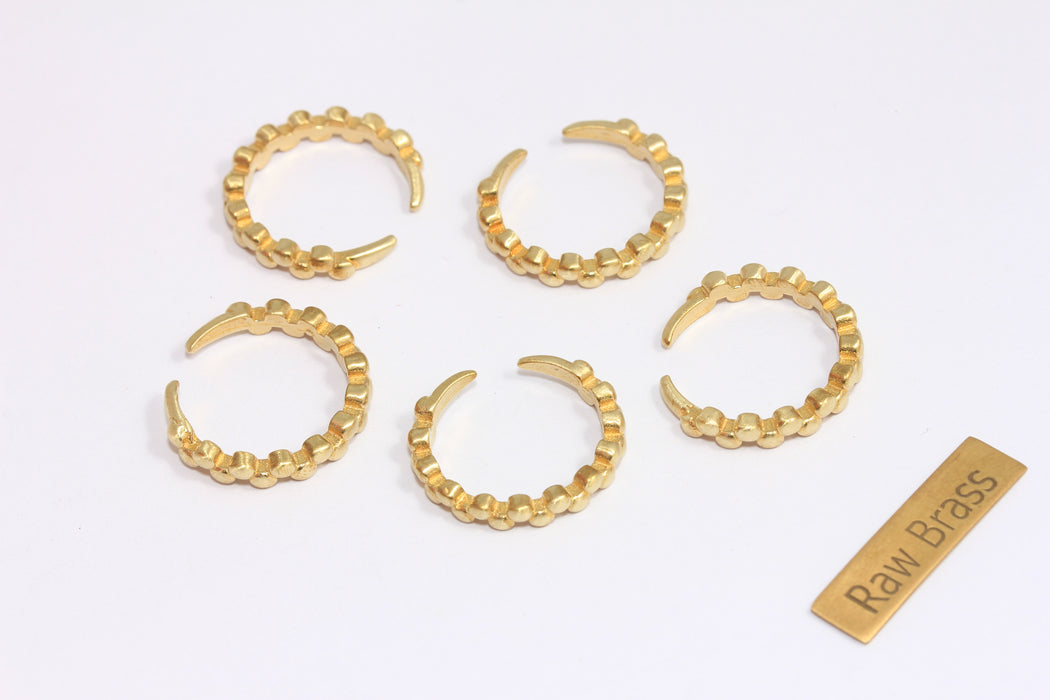 16-17mm Raw Brass String Rings, Cube Linear Ring, Ball Beaded Rings, Stacking Rings, Dainty Rings,  XP183
