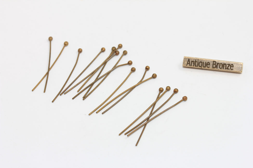 30mm Antique Bronze Head Pins, Ball Head Pins for Jewelry Beading, DOM73