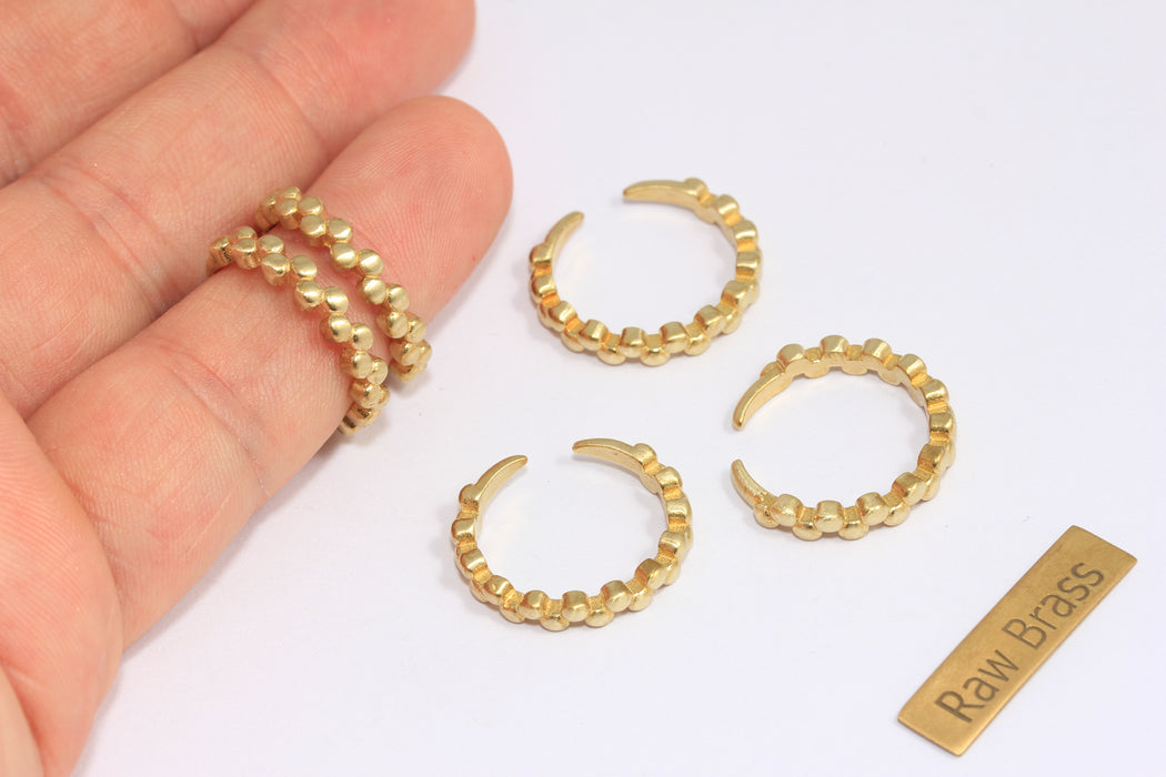 16-17mm Raw Brass String Rings, Cube Linear Ring, Ball Beaded Rings, Stacking Rings, Dainty Rings,  XP183