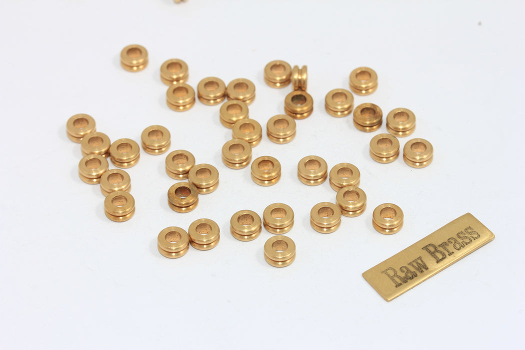 2,9x5,7 mm Ham Pirinç Ara Boncuklar, Yuvarlak Boncuklar, Yuvarlak Bilezik Boncukları, DOM80