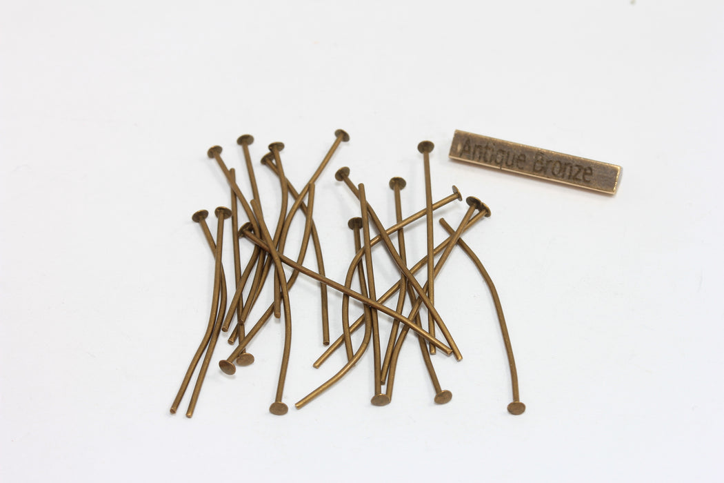 35 mm Antik Bronz Başlı Pimler, Düz Başlı Pimler, Takı Yapımı, DOM72
