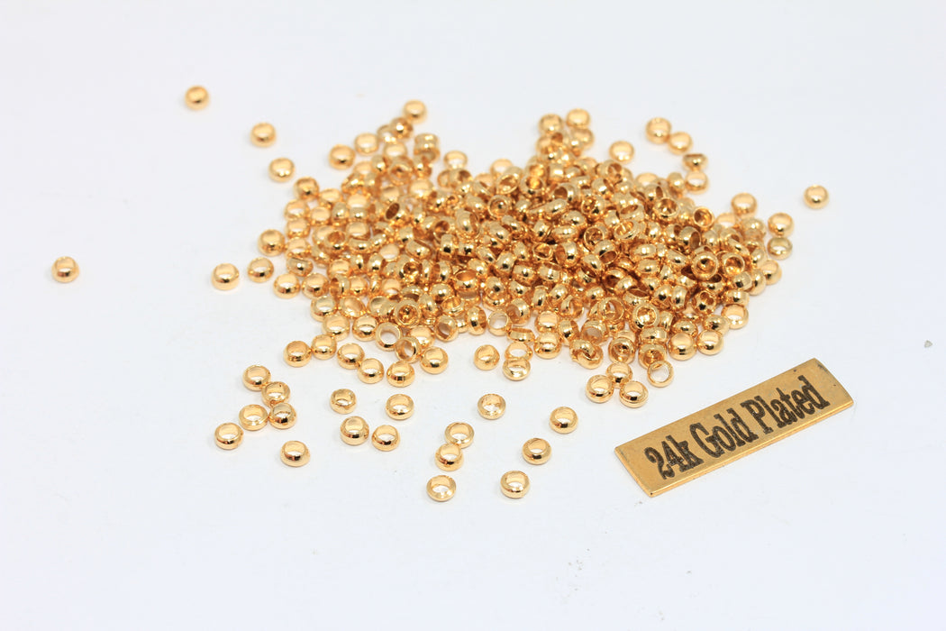 3mm 24 ayar Parlak Altın Kıvrım Boncukları, Kıvrım kapakları, kıvrımlar, DOM23