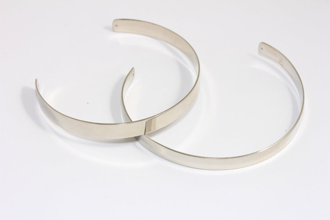 Rhodium Plated Flat Cuff Bracelet