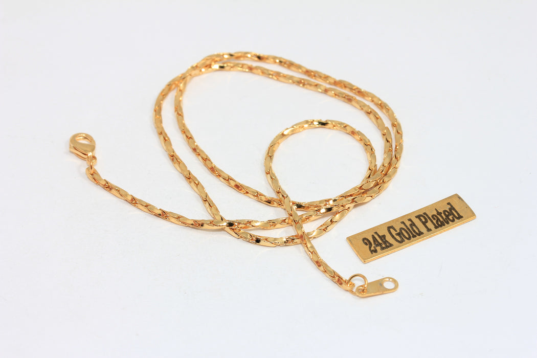 17'' 24 Ayar Parlak Altın Yılan Kolye, Altın Yılan Zincirleri, DOM49