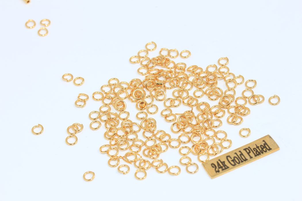22 Ga 4mm 24k Shiny Gold Jump Rings, Open Rings, SED  DOM31