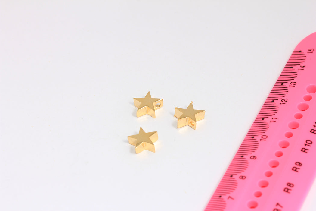11 mm 24 ayar Parlak Altın Yıldız Boncuklar, Altın Yıldızlar, Ara Boncuklar, Altın Yıldız Tılsımları, Minimalist Yıldız Boncuklar, Altın Kaplama Bulgular, ROSE65-1