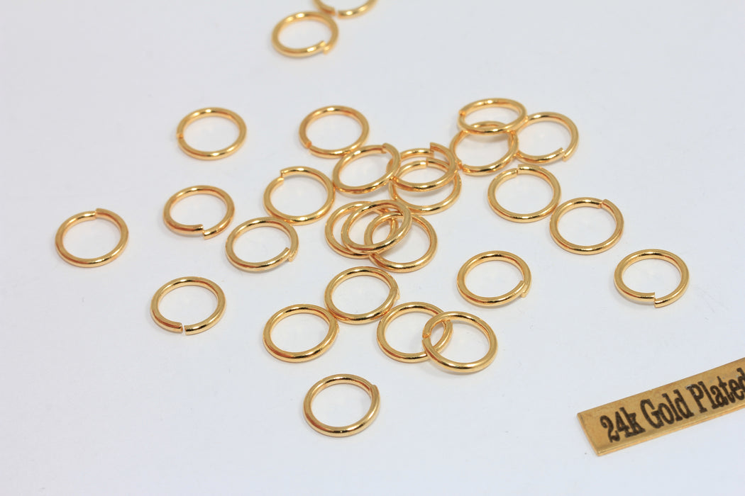 17 Ga 10mm 24k Parlak Altın Halkalar, Altın Konnektör, DOM28