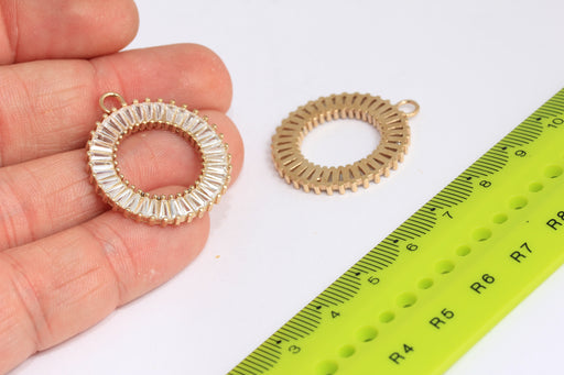 Brass Pave Circle Charm