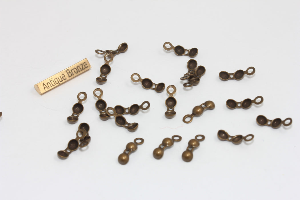 Antik Bronz Kaplama Kıvrımlı Boncuklar, 1 mm Bilye Zincirine Uygun, Bilye Zincir Tokası, DOM64