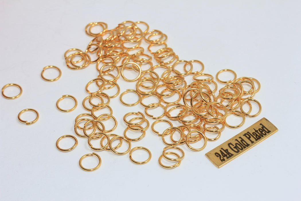 20 Ga 7mm 24k Shiny Gold Jump Rings, Gold Connector, DOM5