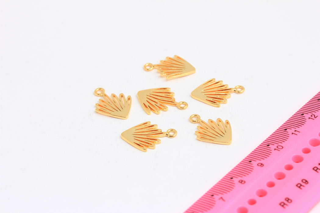 15x19mm 24k Shiny Gold Flower Pendant, Gold Leaf, Flower Jewelry, Dainty Pendant, Gold Plated Findings, ROSE661