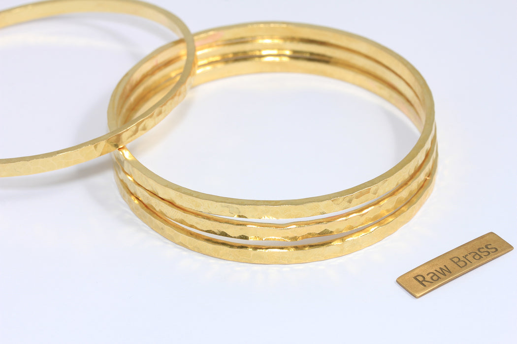 3,7mm Raw Brass Bracelet Bangle, Hammered Bracelet, Domed Bracelet, Stacking Bracelets, TVF67