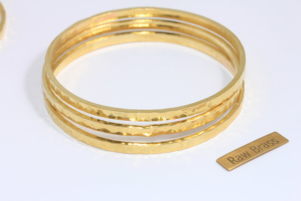 3,7mm Raw Brass Bracelet Bangle, Hammered Bracelet, Domed Bracelet, Stacking Bracelets, TVF67