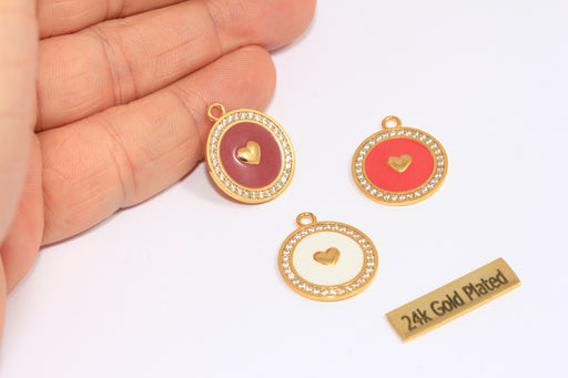 Shiny Gold CZ Heart Charms
