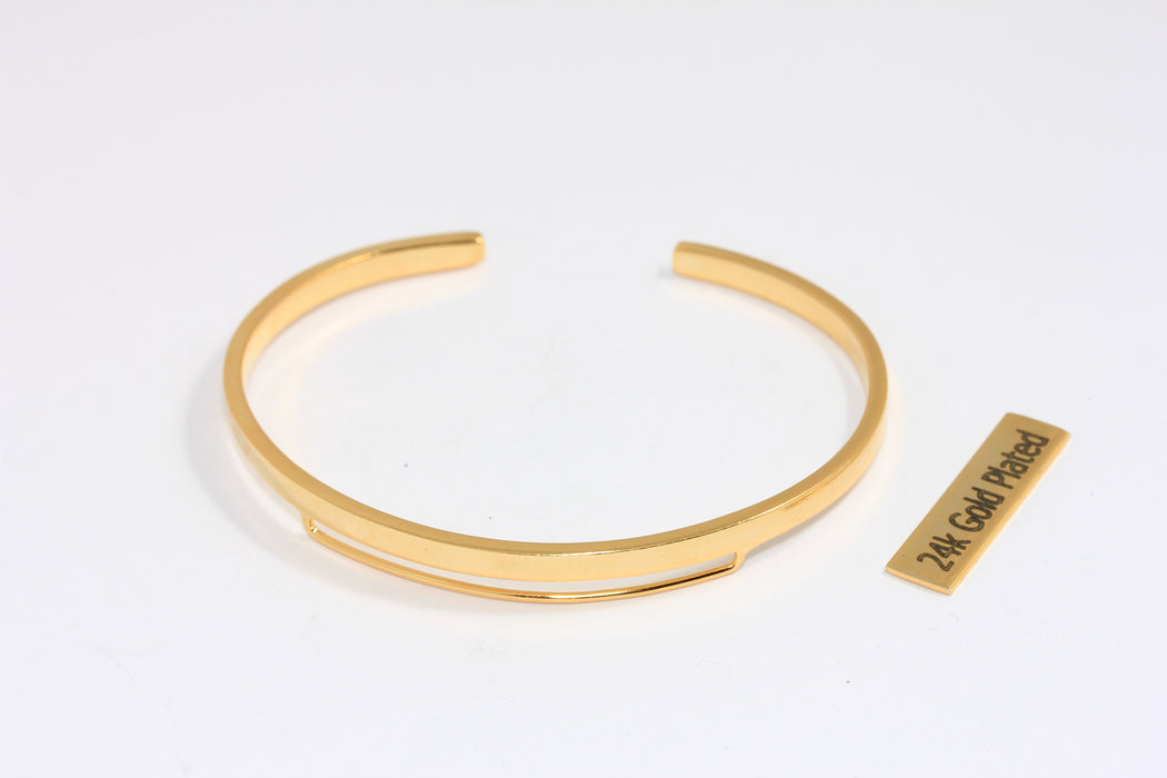 3,5mm 24k Shiny Gold Wire Bracelet, Open Cuff Bracelet, Stacking Bracelet, Charm Bracelets, Bracelet Settings, XP70