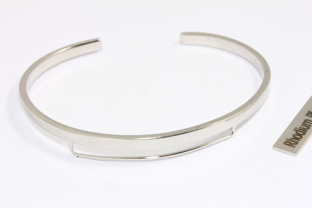 3,5mm Rhodium Plated Wire Bracelet, Open Cuff Bracelet, Stacking Bracelet, Charm Bracelets, Bracelet Settings, XP143