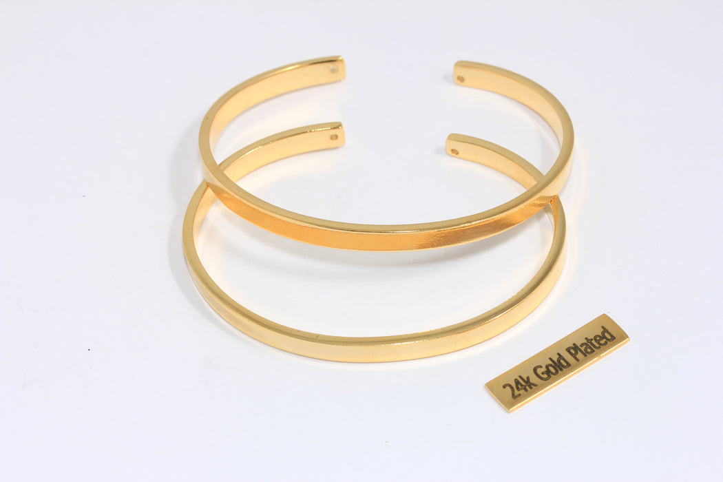 4,6mm 24k Shiny Gold Cuff Bracelet, Flat Open Cuff Bangle, Stacking Bracelet Bangle, Minimalist Bracelet, XP62