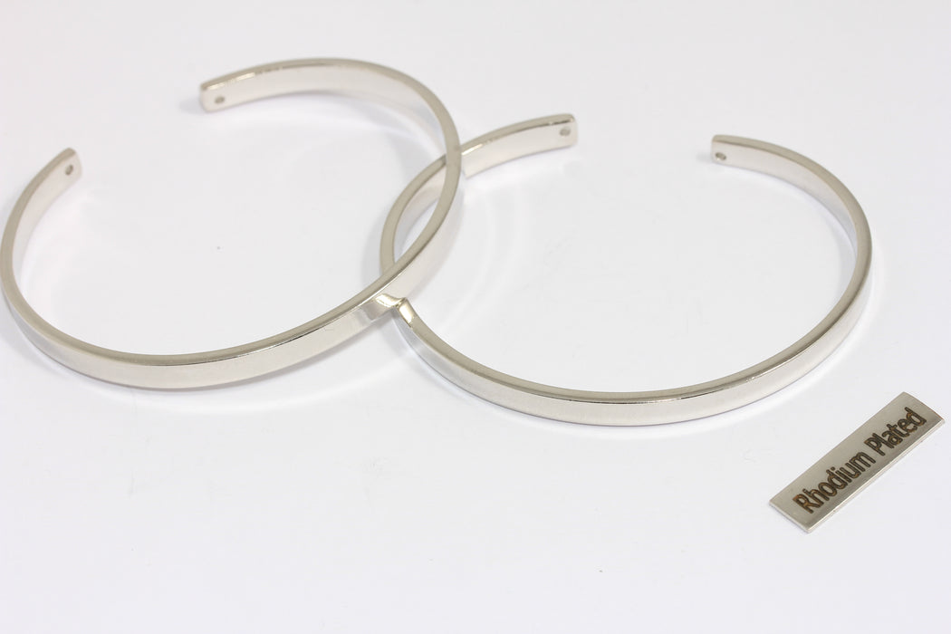 4,6 mm Rodyum Kaplama Manşet Bilezik, Düz Açık Manşet Bilezik, Üst Üste Takılan Bilezik, Minimalist Bilezik, XP72