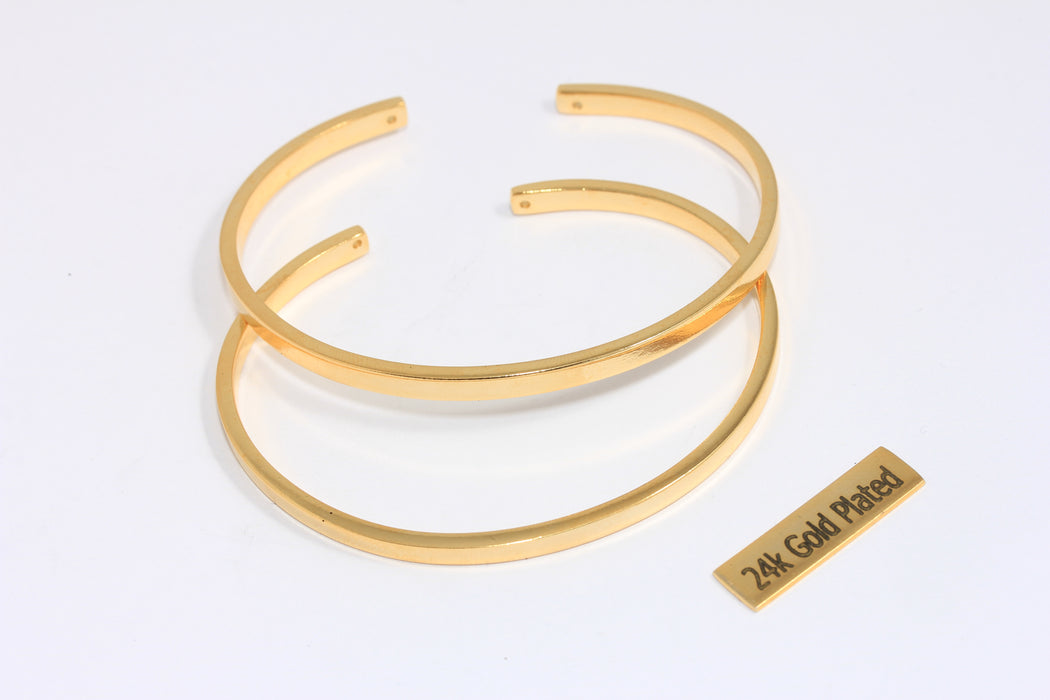 3,5mm 24k Shiny Gold Cuff Bracelet, Flat Open Cuff Bangle, Stacking Bracelet Bangle, Minimalist Bracelet, XP282