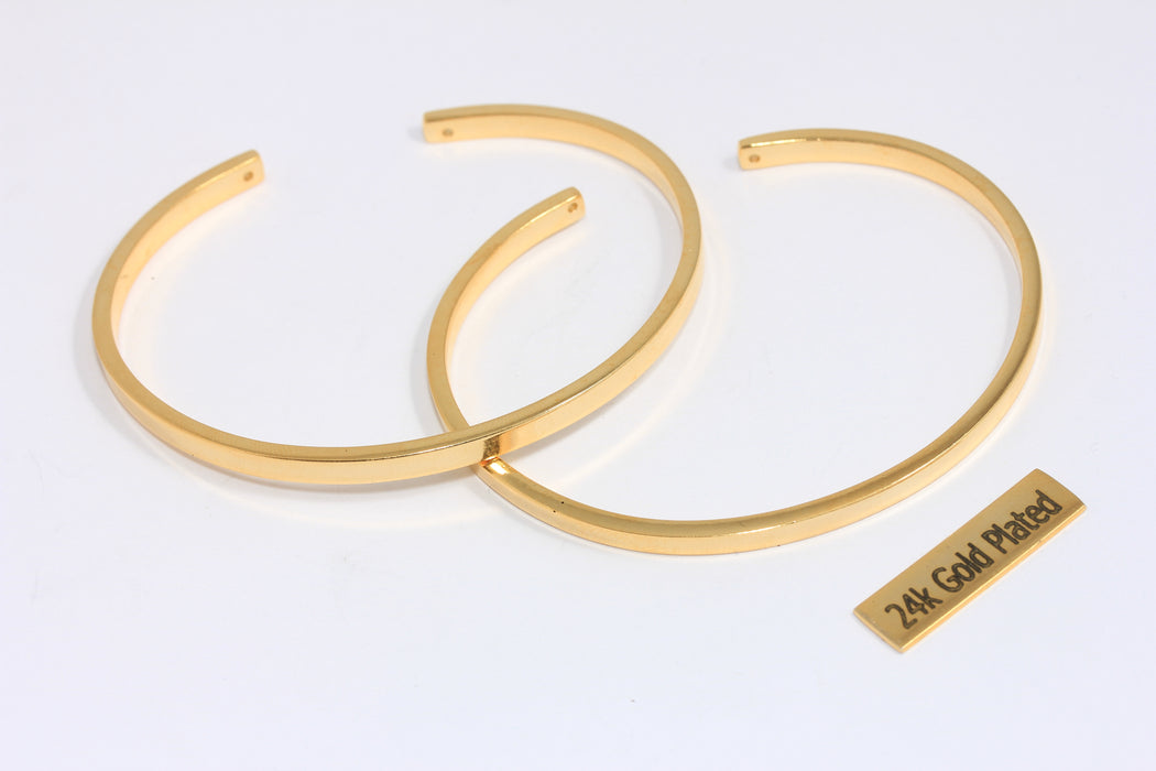 3,5mm 24k Shiny Gold Cuff Bracelet, Flat Open Cuff Bangle, Stacking Bracelet Bangle, Minimalist Bracelet, XP282