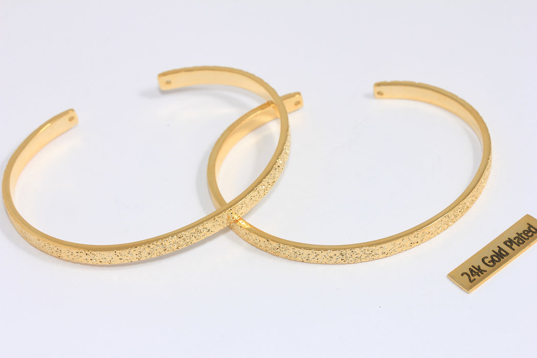 4,7mm 24k Shiny Gold Cuff Bracelet, Sandblasted Cuff Bangle, Stacking Bracelet Bangle, Minimalist Bracelet, BRT66