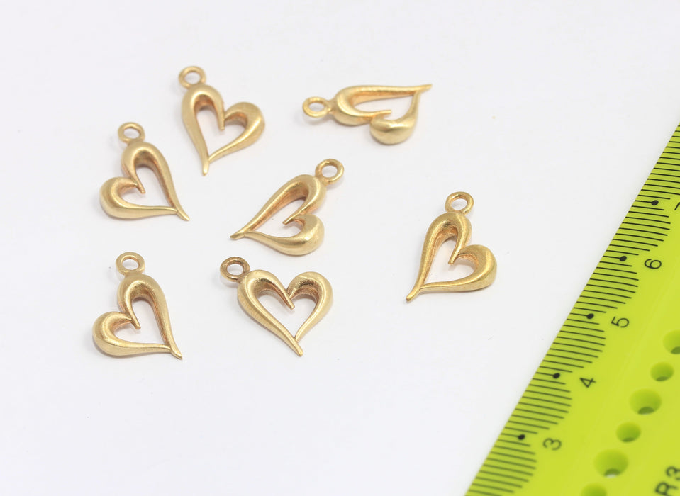 Brass Heart Charms