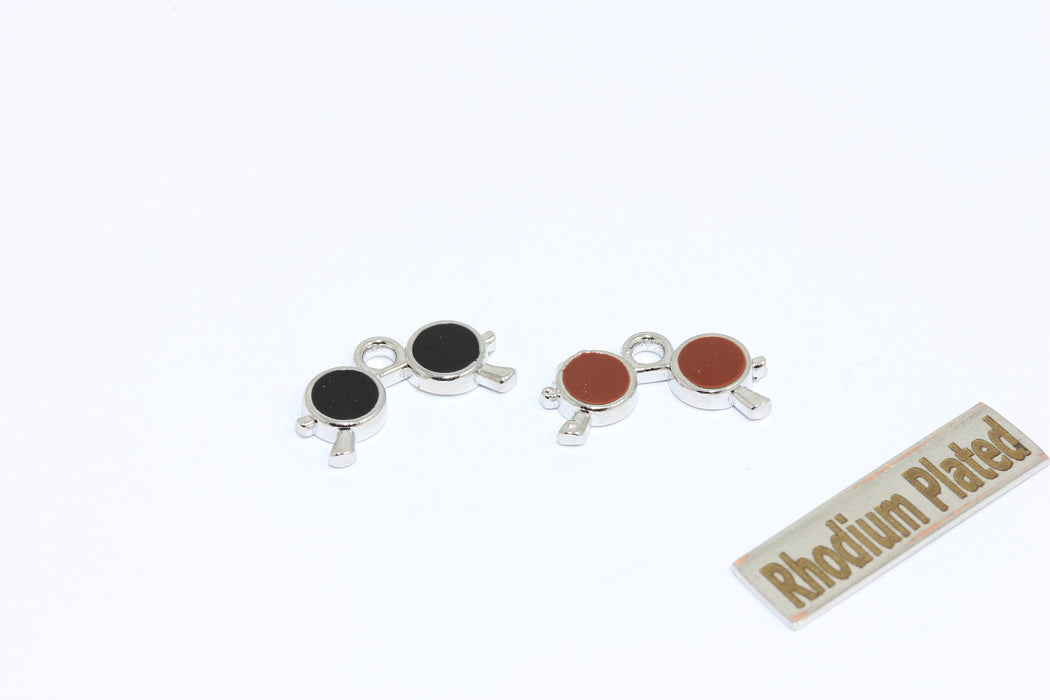 9x16mm Rhodium Plated Sunglasses Pendant, Enamel Sunglasses Charms, ZRCN897-2