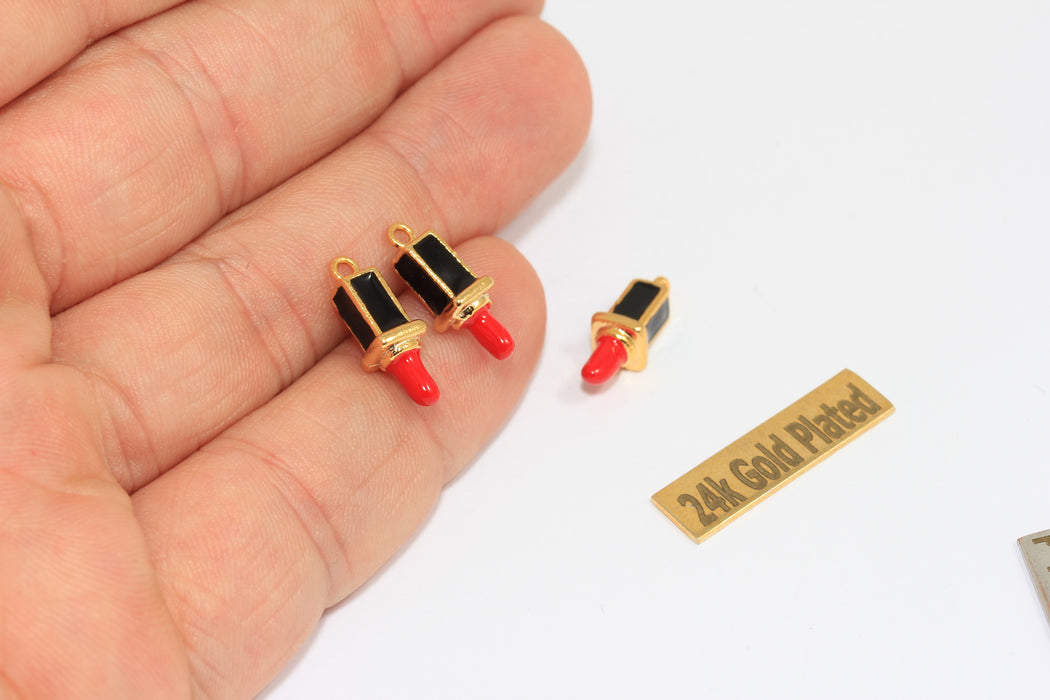 Ciondolo a forma di labbra in oro lucido 24k da 21x34 mm, collana con labbra in micro pavé di zirconi cubici, ciondolo a forma di labbra delicate, ciondolo con zirconi cubici, MLS980