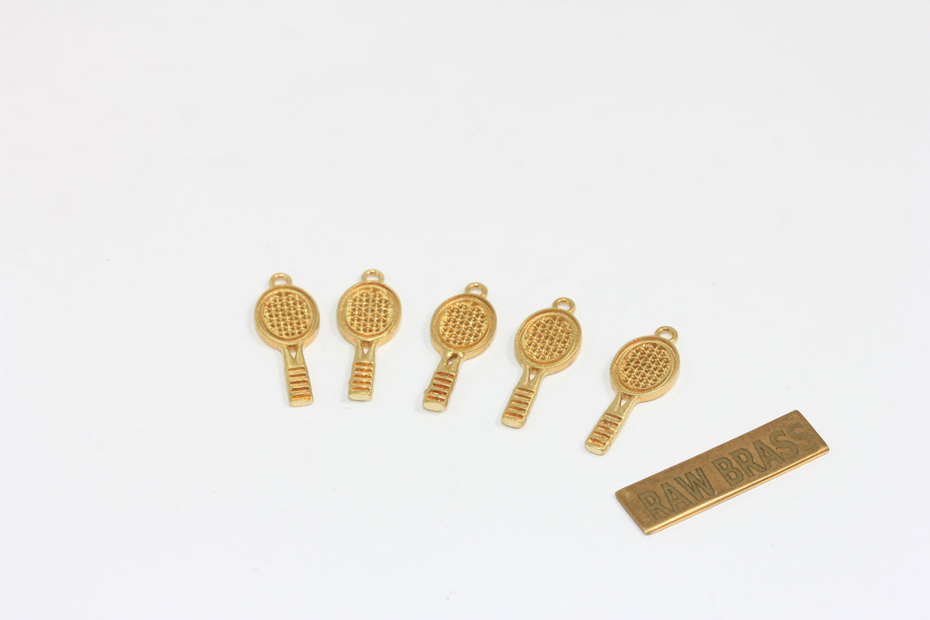 8x21mm Raw Brass Tennis Racket Pendant, Tennis Racket Bracelet, Sport's Jewelry, ZPR402