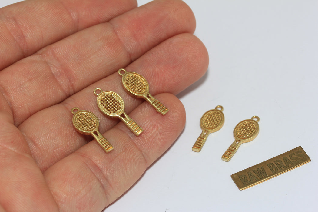 8x21mm Raw Brass Tennis Racket Pendant, Tennis Racket Bracelet, Sport's Jewelry, ZPR402