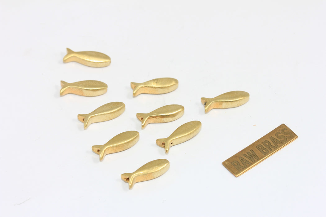 6x14mm Raw Brass Fish Charms, Pisces Charm, Fishing Lovers Charms, ZPR408