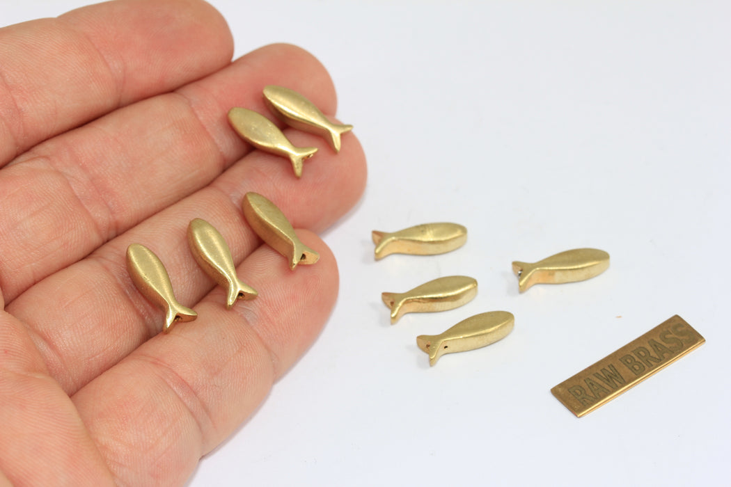 6x14mm Raw Brass Fish Charms, Pisces Charm, Fishing Lovers Charms, ZPR408