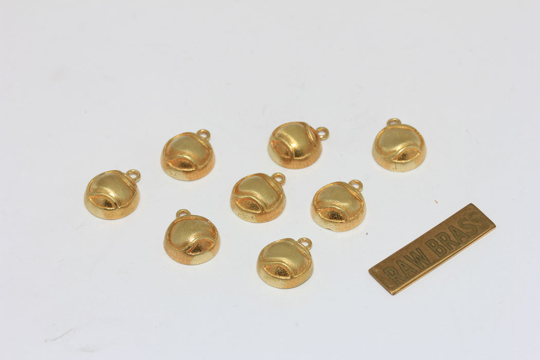 10mm Raw Brass Bezel Tennis Ball Charm, Tennis Ball Pendant, Sport's Jewelry Charms, ZPR410
