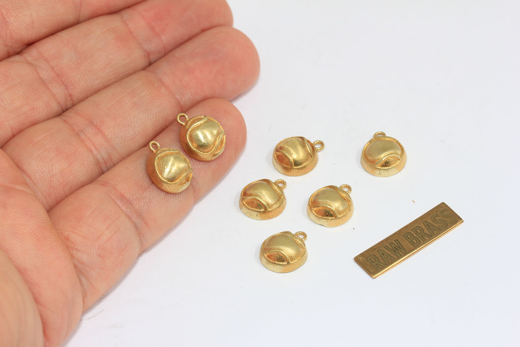 10mm Raw Brass Bezel Tennis Ball Charm, Tennis Ball Pendant, Sport's Jewelry Charms, ZPR410