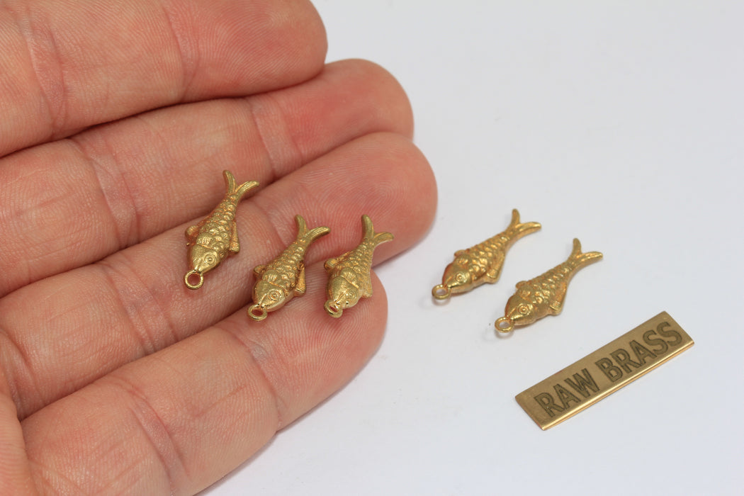 7x20mm Raw Brass Bezel Fish Charms, Pisces Charm, Fishing Lovers Charms, ZPR417