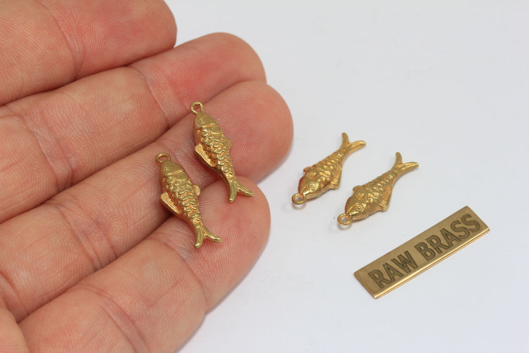 7x20mm Raw Brass Bezel Fish Charms, Pisces Charm, Fishing Lovers Charms, ZPR417