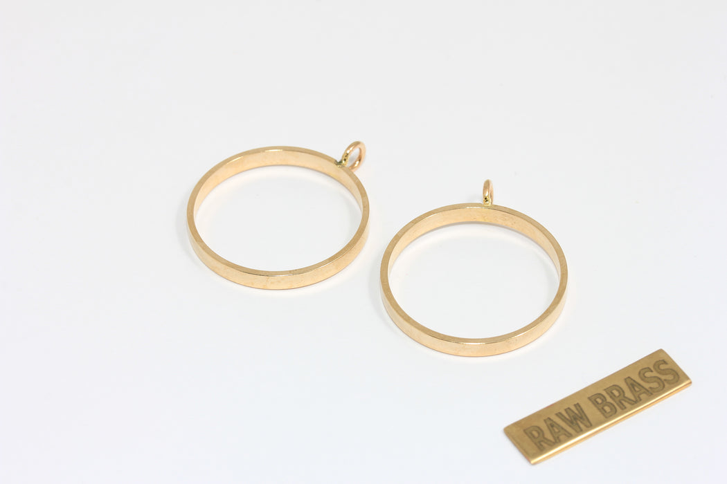 Inner 28mm Raw Brass Bezel Pendant Frame Settings, Outline Charms, ZPR419