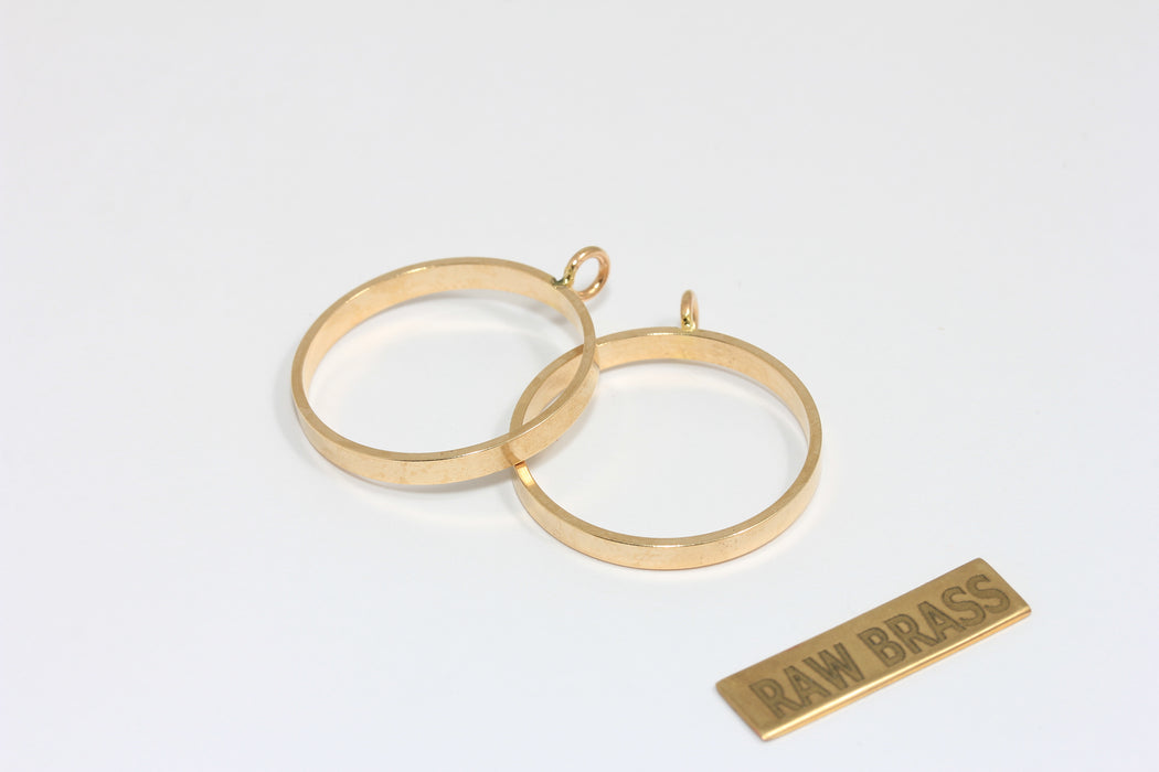 Inner 28mm Raw Brass Bezel Pendant Frame Settings, Outline Charms, ZPR419